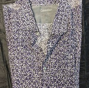 Calvin Klein Large Slim Fit Blouse Purple, Black and White